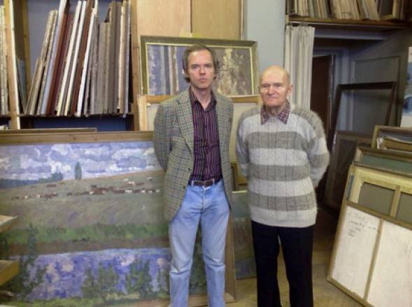 Ivan Lindsay with Efrem Zverkov in his studio, circa 2006